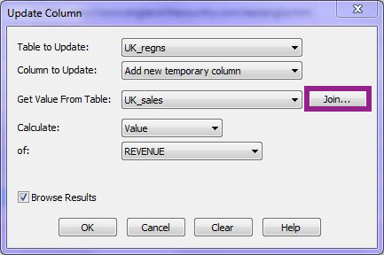 Update column dialog UK